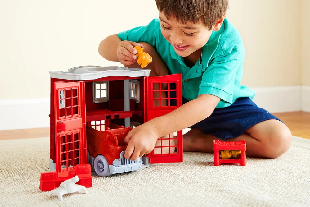 Green Toys Recycled Plastic Fire Station Playset 4 Green Toys Recycled Plastic Fire Station Playset - Image 2