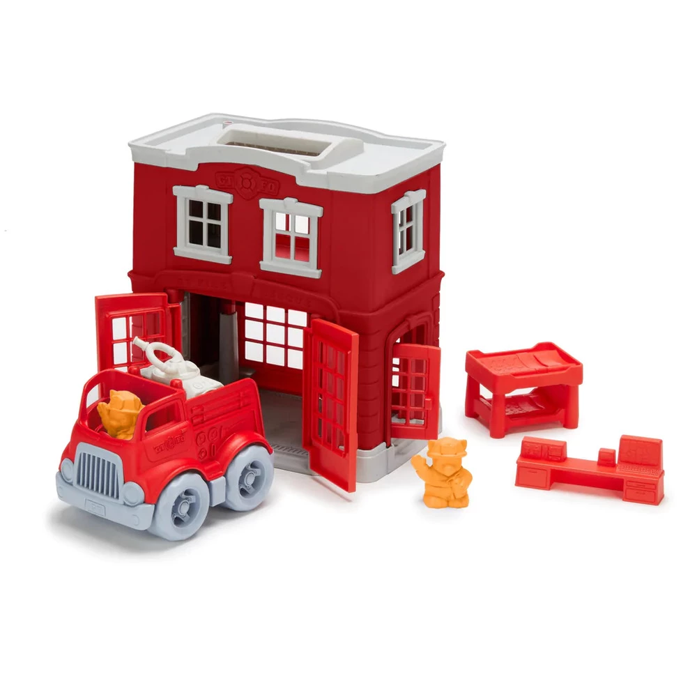 Green Toys Recycled Plastic Fire Station Playset 3 Green Toys Recycled Plastic Fire Station Playset