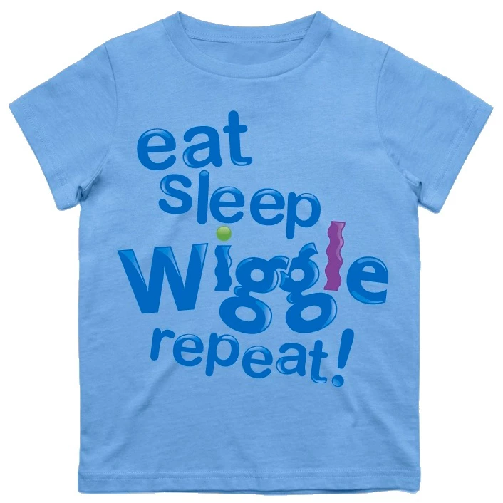 The Wiggles Eat, Sleep, Wiggle Repeat! Kids T Shirt Blue 3 The Wiggles Eat, Sleep, Wiggle Repeat! Kids T Shirt Blue