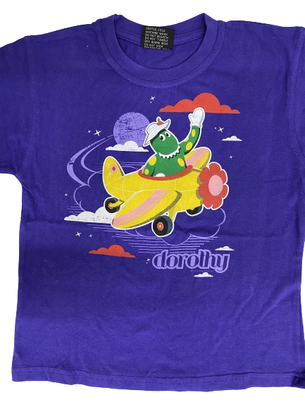The Wiggles Dorothy The Dinosaur Plane Kids T Shirt Purple 3 The Wiggles Dorothy The Dinosaur Plane Kids T Shirt Purple